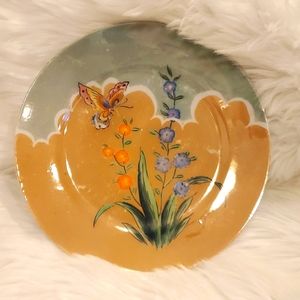 Vintage Hand Painted Japanese Porcelain Plate Floral Butterfly Decorative Japan